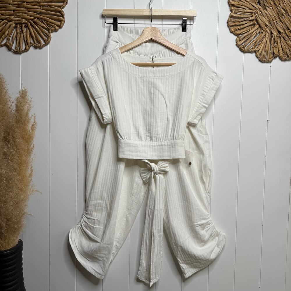 Free People Cream Wide Leg Harem Pants